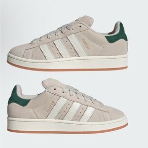 Adidas Campus 00S  Beige and Green Sneakers, Men’s size 9.5, leather upper suede